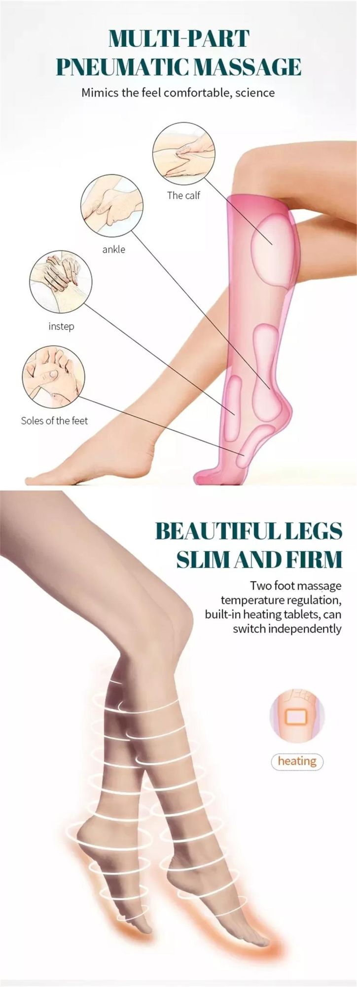 Foot Leg Massager Circulation Relaxation 6 Modes 3 Intensities Foot Calf Thigh Wraps Massage Helpful Pain Relief