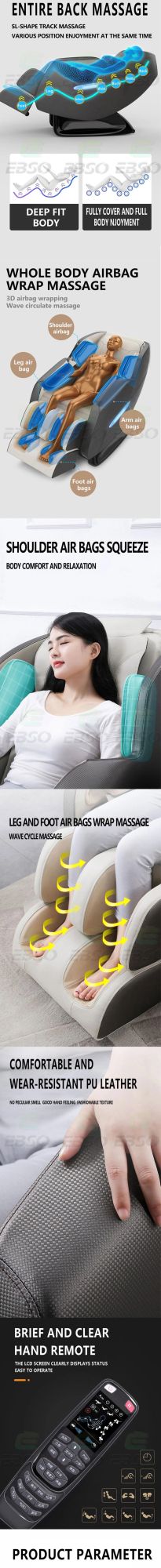 Shiatsu 3D Chair Massage PU Leather Massage Equipment China Full Abilities Massage Chair with Zero Gravity