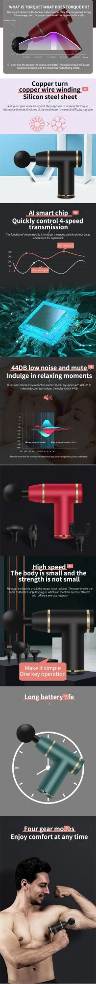 2021 New Design Brushless Massager 8 Speed Low Sound Vibration Muscle Massage Gun