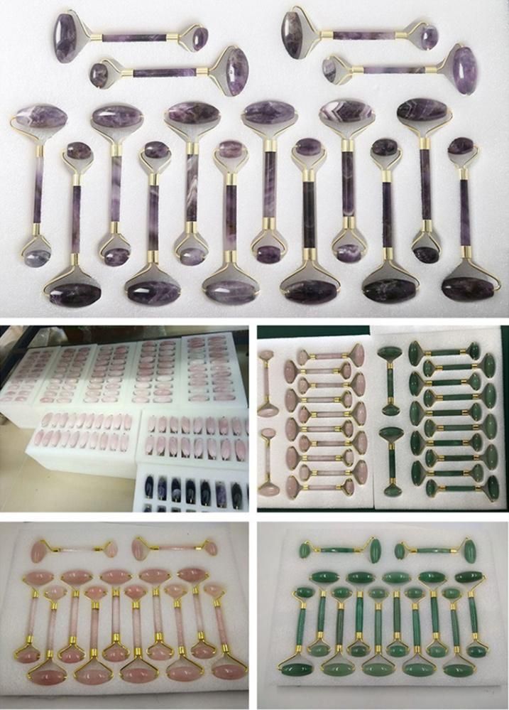 Natural Rose Gold Rose Quartz Surface Jade Roller Wholesale Single Row Roller