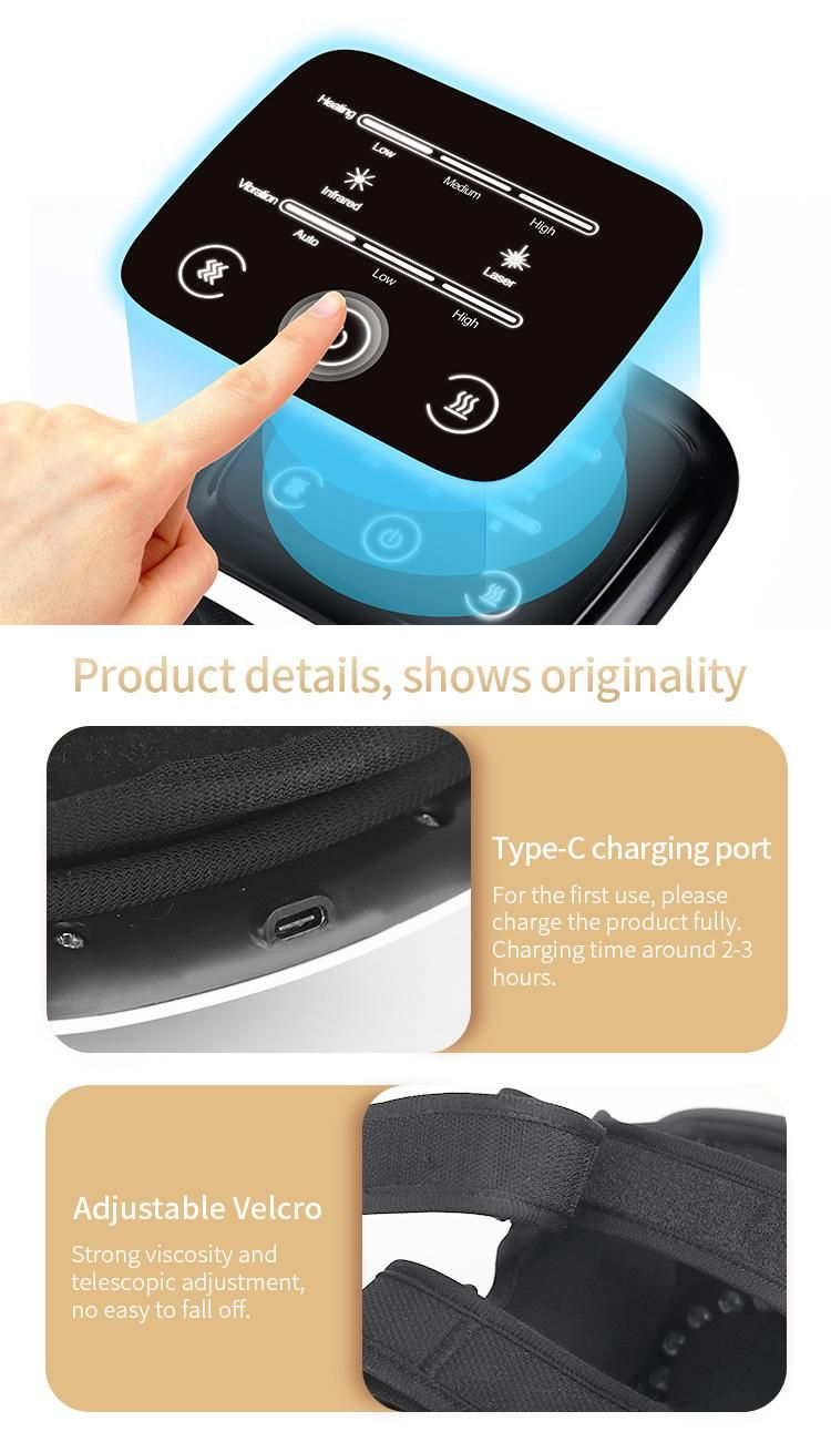Hot Sale Cordless Knee Pain Relief Electric Vibrating Knee Massager Timing Control Heating Knee Massager
