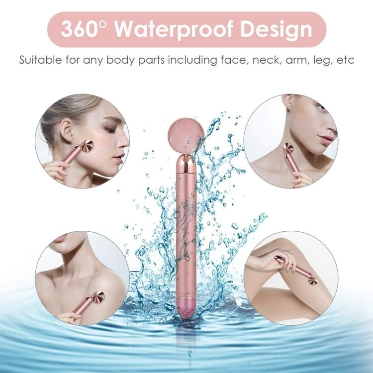 Upgrade 2 in 1 Beauty Anti-Aging Firming Skin Eye Facial Massager Vibrating Electric Jade Face Roller 24K Gold Beauty Bar