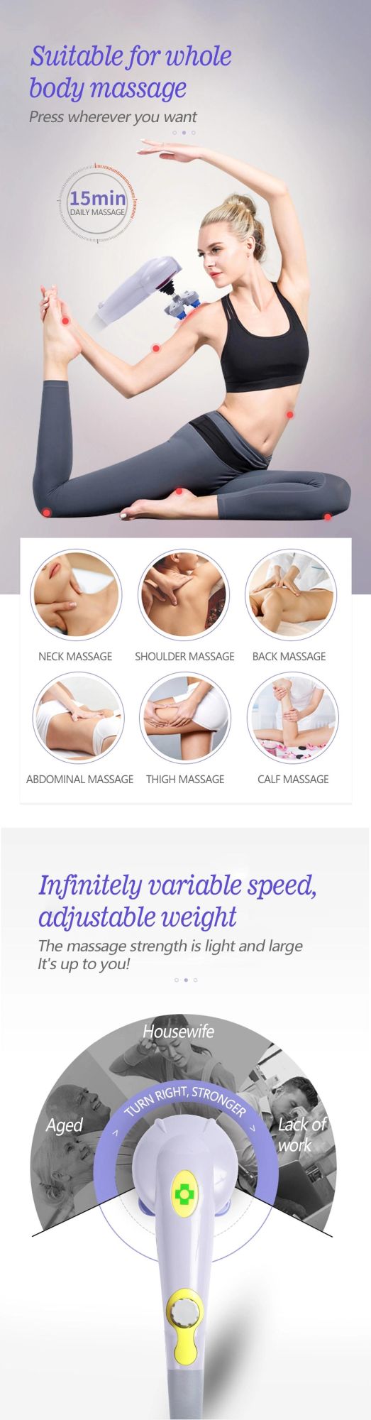 Multifunctional Electric Handheld Massage Hammer Body Vibration Massage Stick Health Care