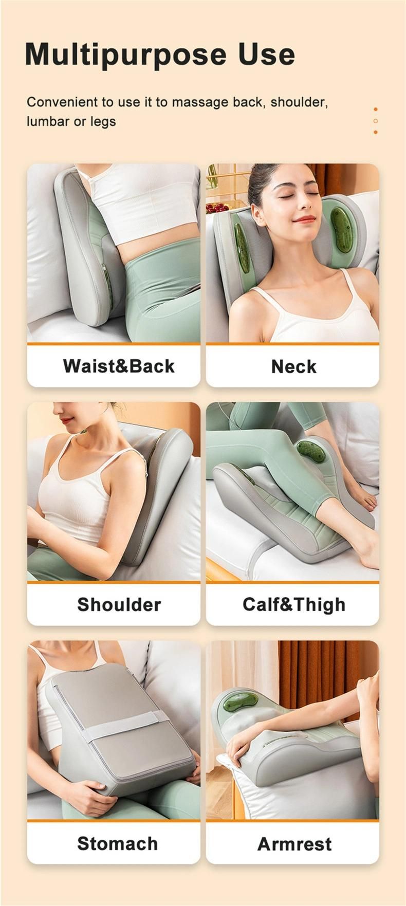 Fangao Soothing Heat Therapy Relax Shiatsu Massage Cushion for Chair