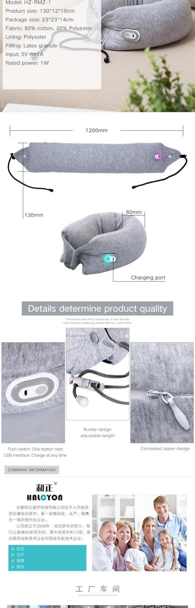 U-Type Pillow Portable Nap Neck Protection Pillow, Travelling Pillow with Massage