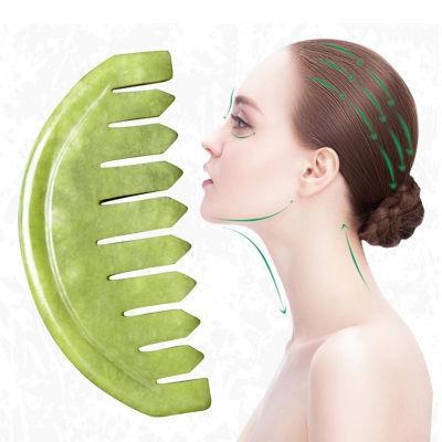 Green Jade Massage Natural Jade Comb Gua Sha Scraping Tool Hair Massager Comb