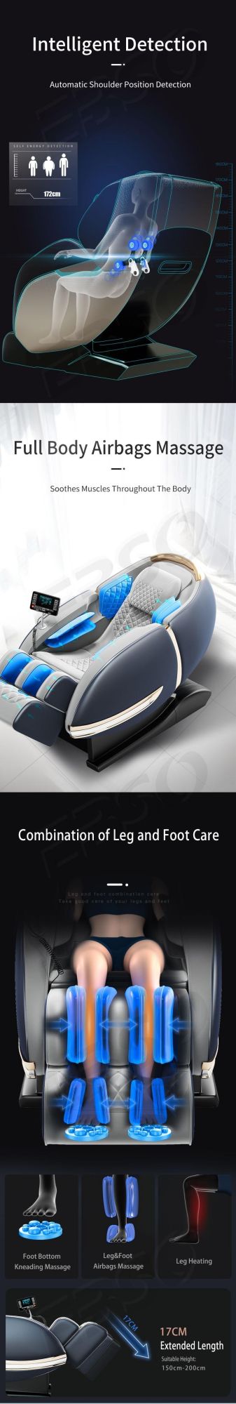 Luxury New Design 4D Massage Chair Foot Massager Machine with Heat Kneading Massage Chair Decompression
