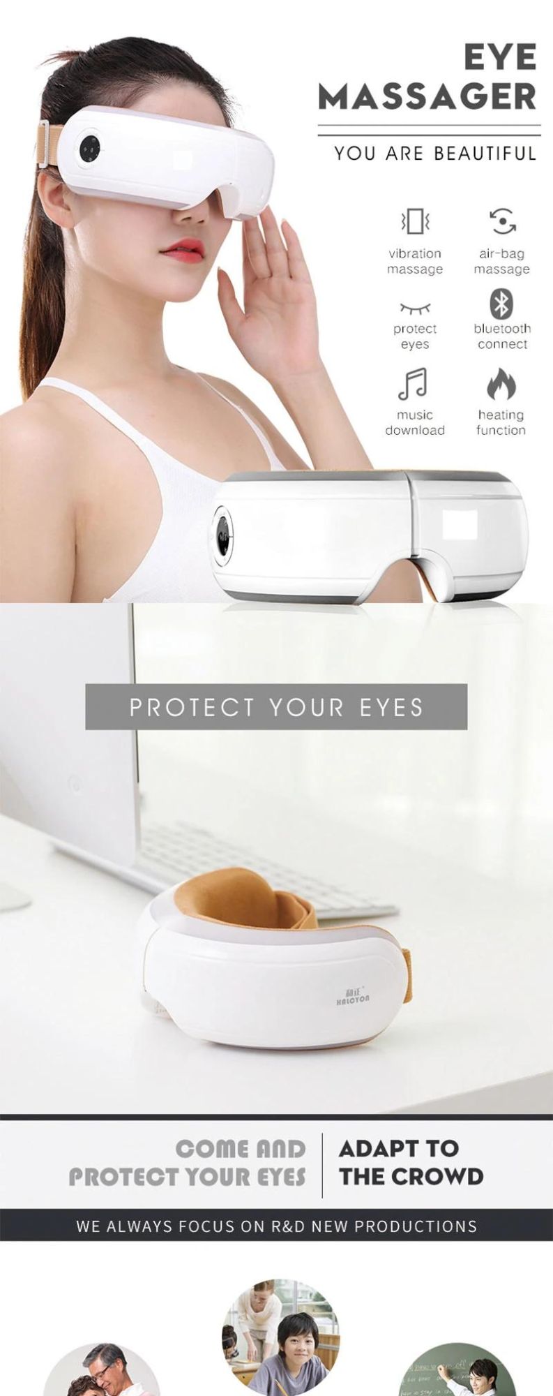 2020 Hot Sale Bluetooth Vibration Wireless Eye Care Massager Electric Eye Mask