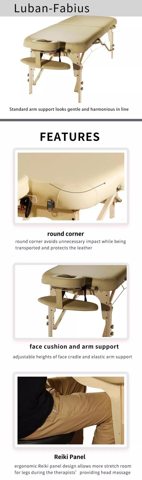 Cheap Price Light Weight Height Folding Portable Beauty Wood Massage Table