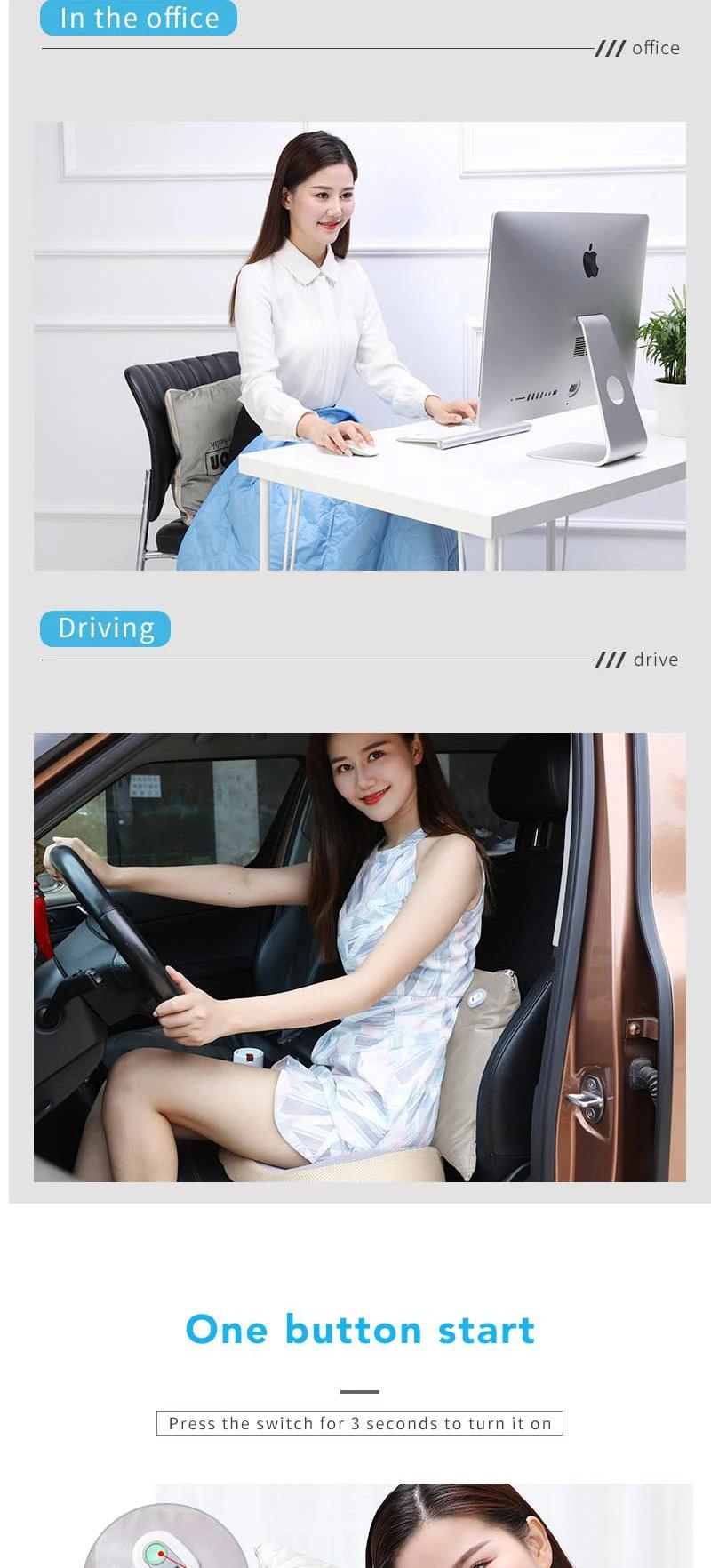 Hezheng Factory Supplier Electric Back Hug Massage Pillow for Car and Home or Travel 2 in 1 Pillow Blanket with Heat & Vibration