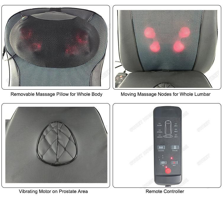Electric Neck Shoulder Back Buttocks Shiatsu Massage Cushion with Heating and Cooling