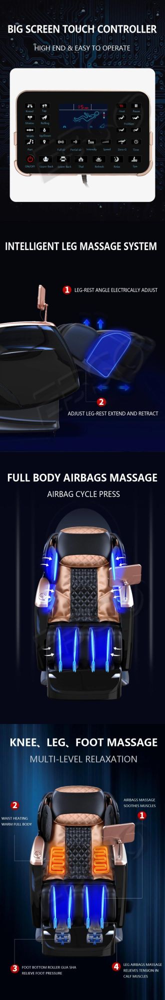 Electric Speaker for Playing Music 4D Sofa Zero Gravity Shiatsu Foot Full Body Massage Chair