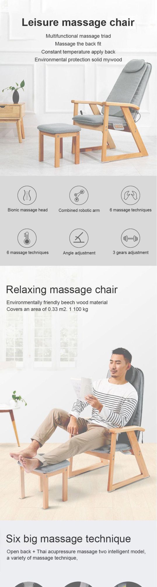 Wooden Folding Massage Chair for Living Room