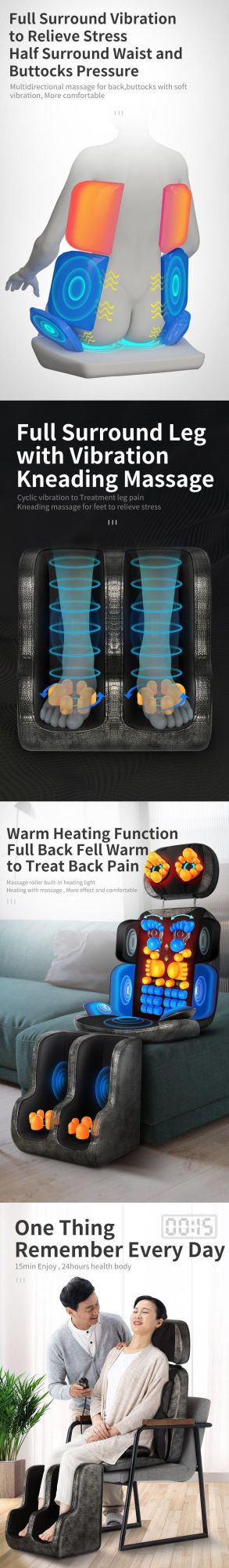 Vibrating Electric Neck Shoulder Back Relax Shiatsu Heat Car Seat Massage Cushion
