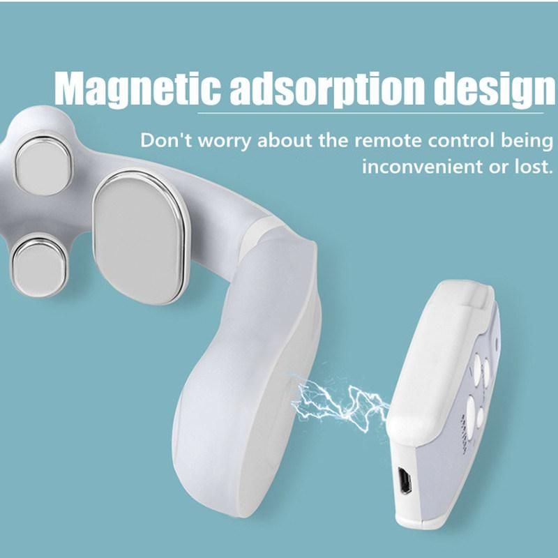 Rechargeable Magnetic EMS Neck Massager with Remote Control and 4 Heads