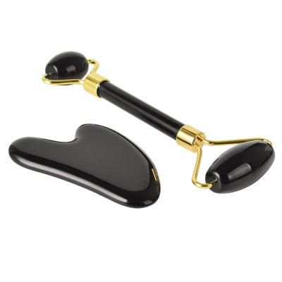 Anti Aging Facial Natural Gua Sha Genuine Black Obsidian Facial Roller