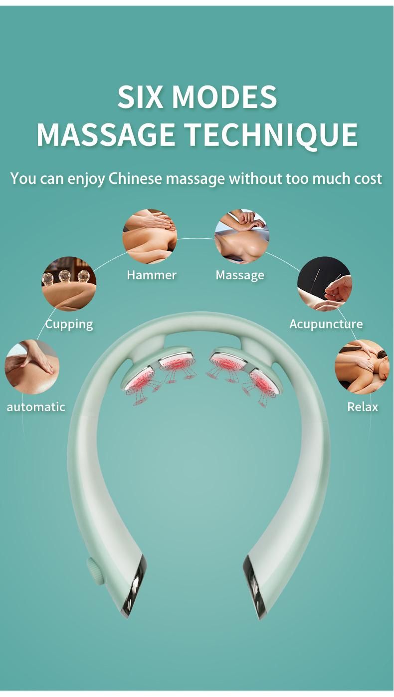 New Type Intelligent Neck Massage for Pain Relief, 6 Modes 15 Levels Cordless Deep Tissue Trigger Point Neck Massager