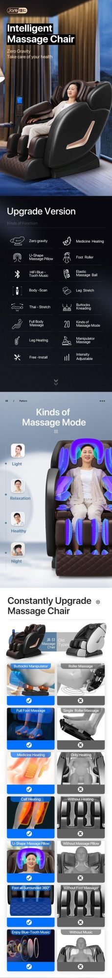 Jare S1 Cheap Price High Quality Massage Machine for Home and Office Portable Recliner Shiatsu Foot Massage Chair