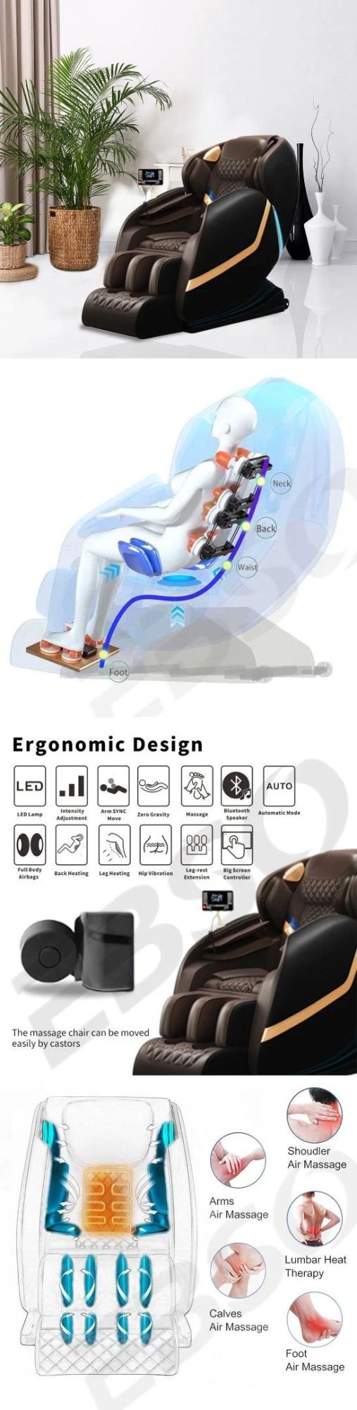 Chair Zero Gravity 8d Sofa Shiatsu Roller Airbags Massage Chair