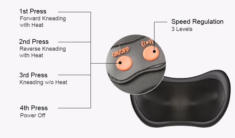 OEM Electric Portable Shiatsu Thermal Shoulder Back Massager Kneading Roller Neck Smart Massage Pillow for Car and Home