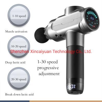 Private Patent Massage Gun Sports Vibration Deep Tissue Percussion Full Body Fascia Muscle 30 Speeds LCD Screen Massager Products