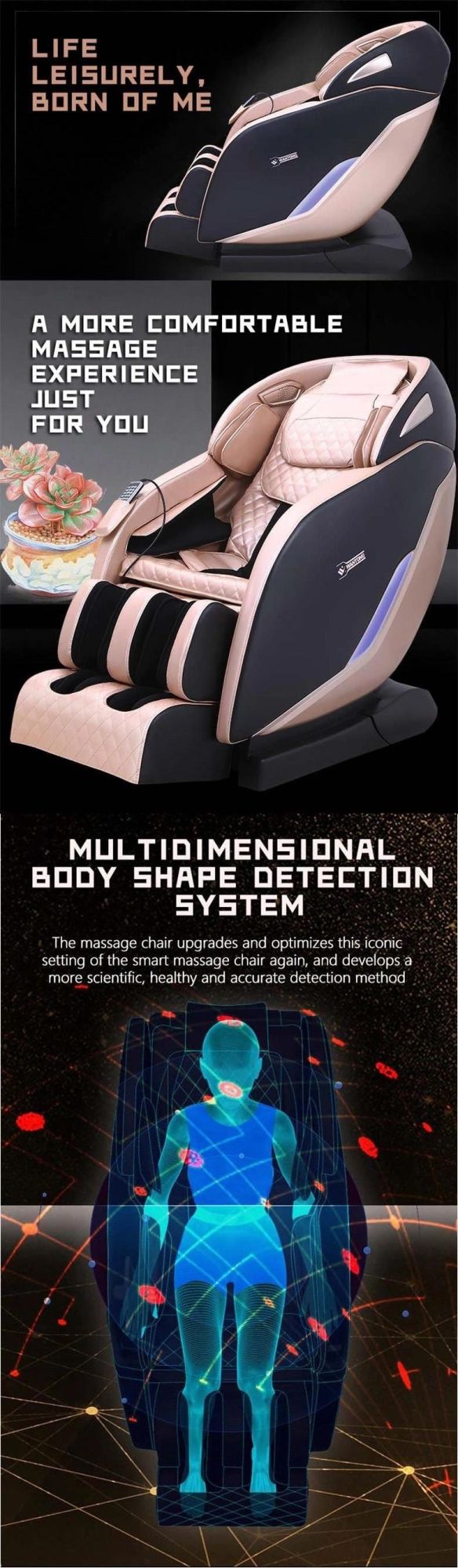 2021 New Design 3D Zero Gravity Double SL-Shaped Full Body Massage Chair