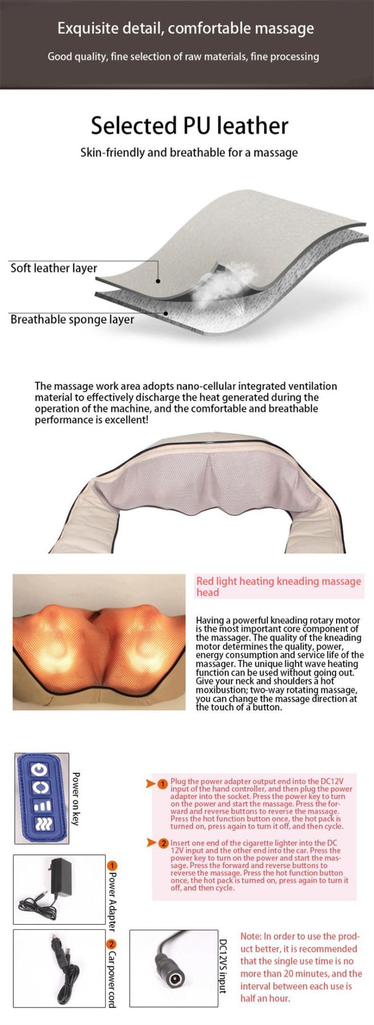Neck and Shoulder Pain Relief, Intelligent Wireless Portable 3D Massager for Home, Office, Sport, Car and Travel. Electric Pulse Neck Massager