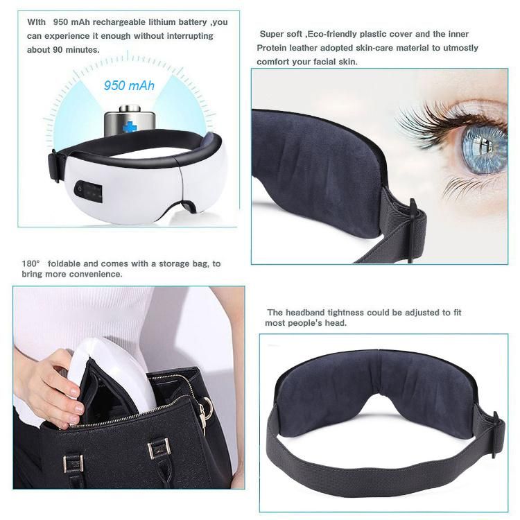 Wireless Eye Massager Portable Eye Mask with Compression, Vibration, Heating and 3 Modes for Dry Eye Relax Vision Care