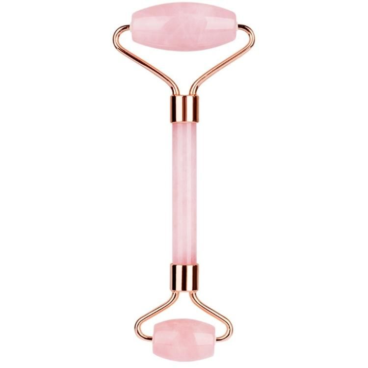 Hot Selling OEM High Quality Jade Stone Facial Messager Roller Anti Aging Welded Natural Rose Quartz Pink Jade Roller for Face