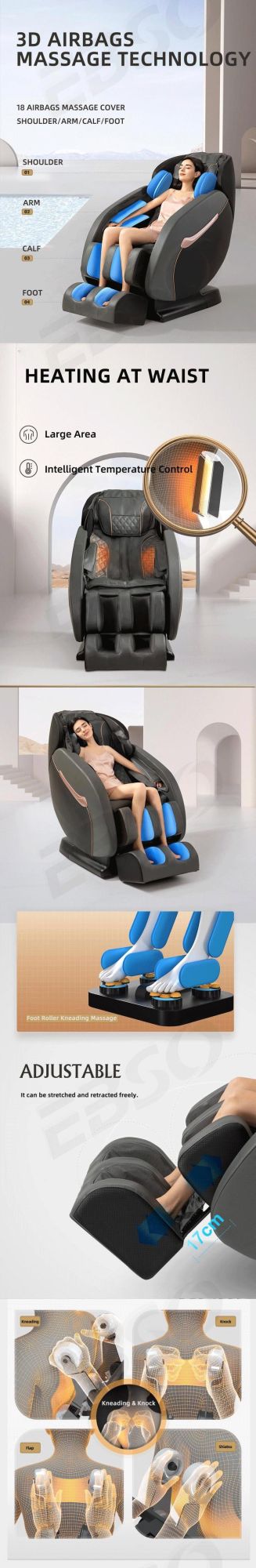 Full Body Massage Chair Modern Design with Bluetooth Speaker