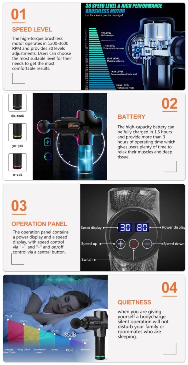 2022 New Design 30 Speed Vibration Muscle Massage Gun
