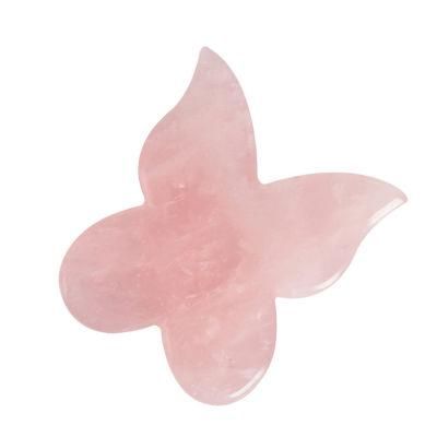 Christmas Gift Butterfly Shape Guasha Board Natural Rose Quartz Jade Stone Board for Face