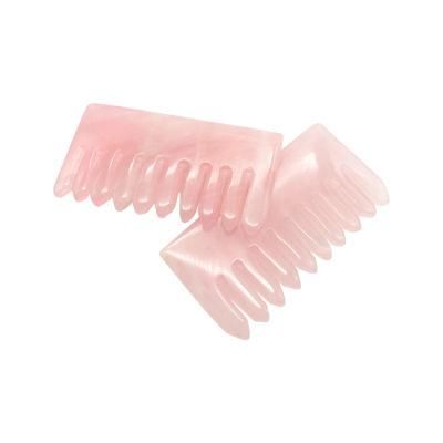 Wholesale Rose Quartz Tooth Material and Jade Handle Material Gua Sha Hair Massage Comb