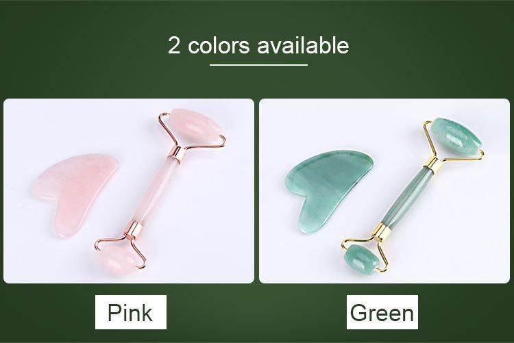 Rose Quartz Jade Roller Guasha Set Faccial Massager