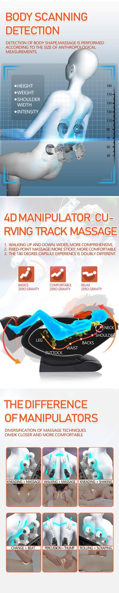 New Model Advanced Home Use Zero Gravity SL-Track Massage Equipment