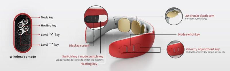 Smart Cervical Neck Massager with Heating Function, Deep Tissue Multiple Massage Techniques with 3 Massage Heads to Relax The Neck