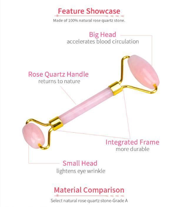 Good Quality Hot Sales Skin Care Tools Custom 100% Natural Crystal Facial Face Rose Quartz Roller Gua Sha Jade Roller
