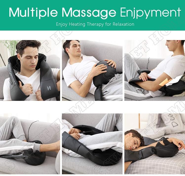 Electric Shiatsu Neck Shoulder Back Pain Massage Machine Heated Full Body Kneading Massager for Car and Home