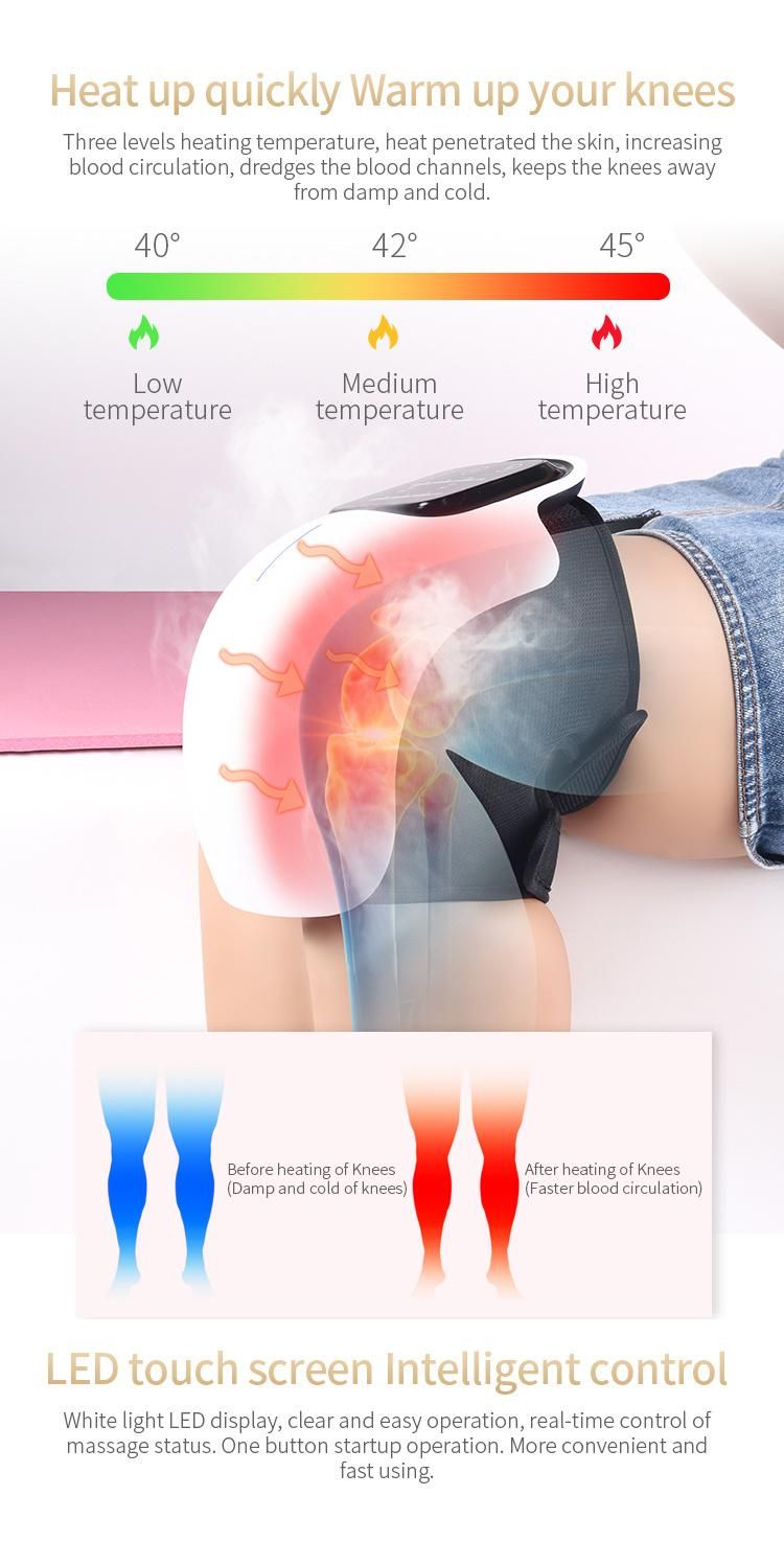 LCD Touch Screen Cordless Pain Relief Infrared Laser Vibration Electric Heating Knee Massager