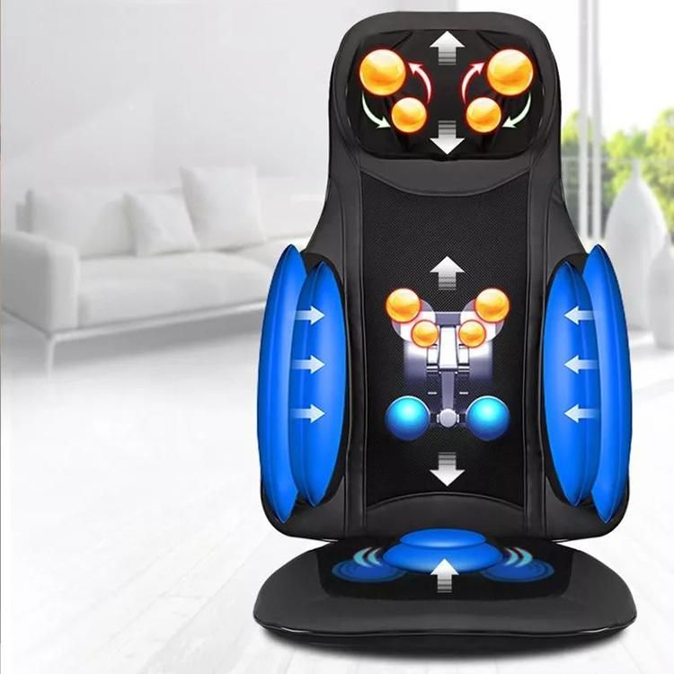 Multifunction Electric Air Pressure Kneading Vibrating Neck Shoulder Back Buttocks Massage Mat 3D Shiatsu Car Seat Massage Cushion with Tappers