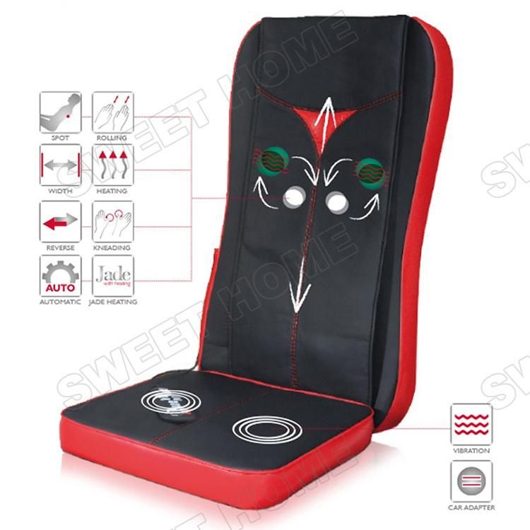 Unique Electric Vibrating Infrared Heat Shiatsu Massage Seat Cushion with Jade Rollers