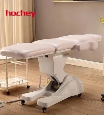 Hochey Medical Factory Price Hot Selling White Salon Furniture with Wired Handset Electric Backrest Adjustable SPA Beauty Bed