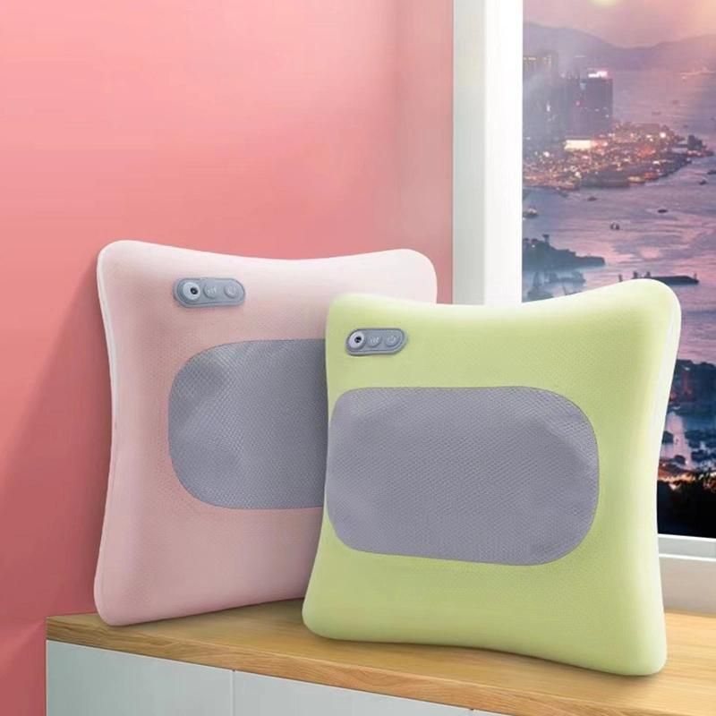 Mini Portable Electric Battery Soft Pink Neck Back Shoulder Waist Shiatsu Kneading Massage Pillow