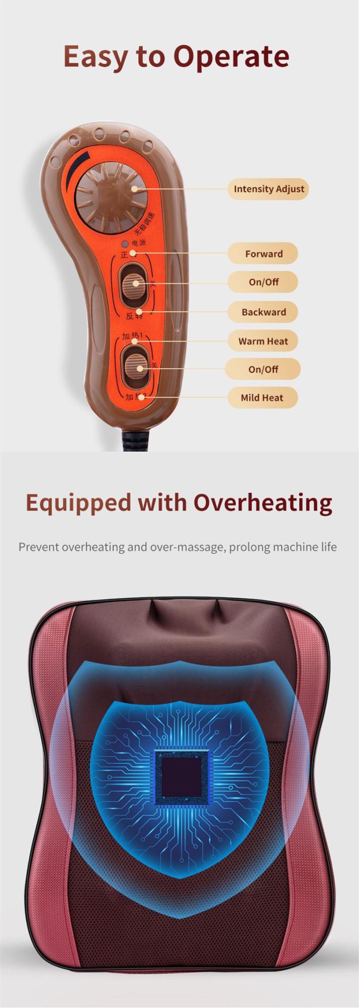 Multi Neck Waist Back Full Body Electric Instrument Kneading Car Massaging Shiatsu Massage Back Cushion