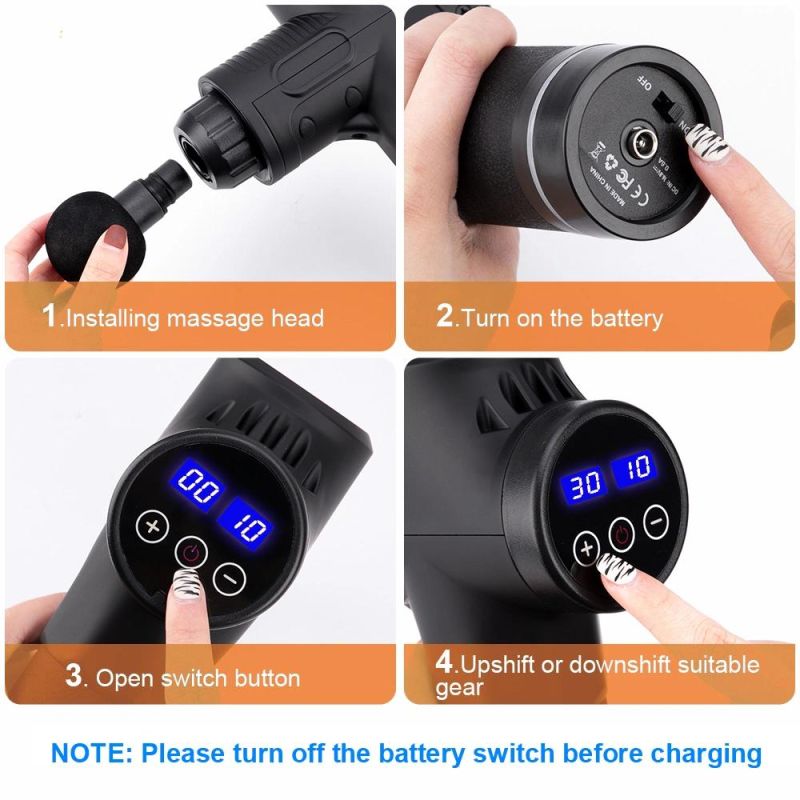 Rechargeable Powerful Professional Percussion Fitness Muscle Massager Wireless Full Body Deep Tissue Massage Gun Gym Sports Muscle Fascia Massager Products