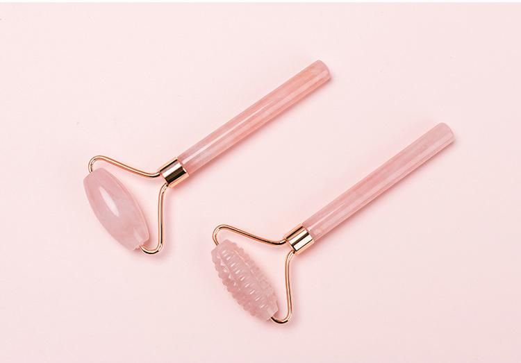 Natural Rose Gold Rose Quartz Surface Jade Roller Wholesale Single Row Roller