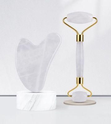 Best Price and Hand-Held White Jade Roller Melon Shave Beauty Facial Massage White Jade Roller with Box