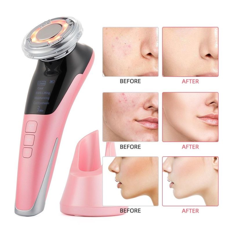 5 Modes Hot Cold Face Massager EMS Face Lifting Machine Skin Rejuvenation Skin Brighten Moisturizing Anti Wrinkle Pore Cleaner