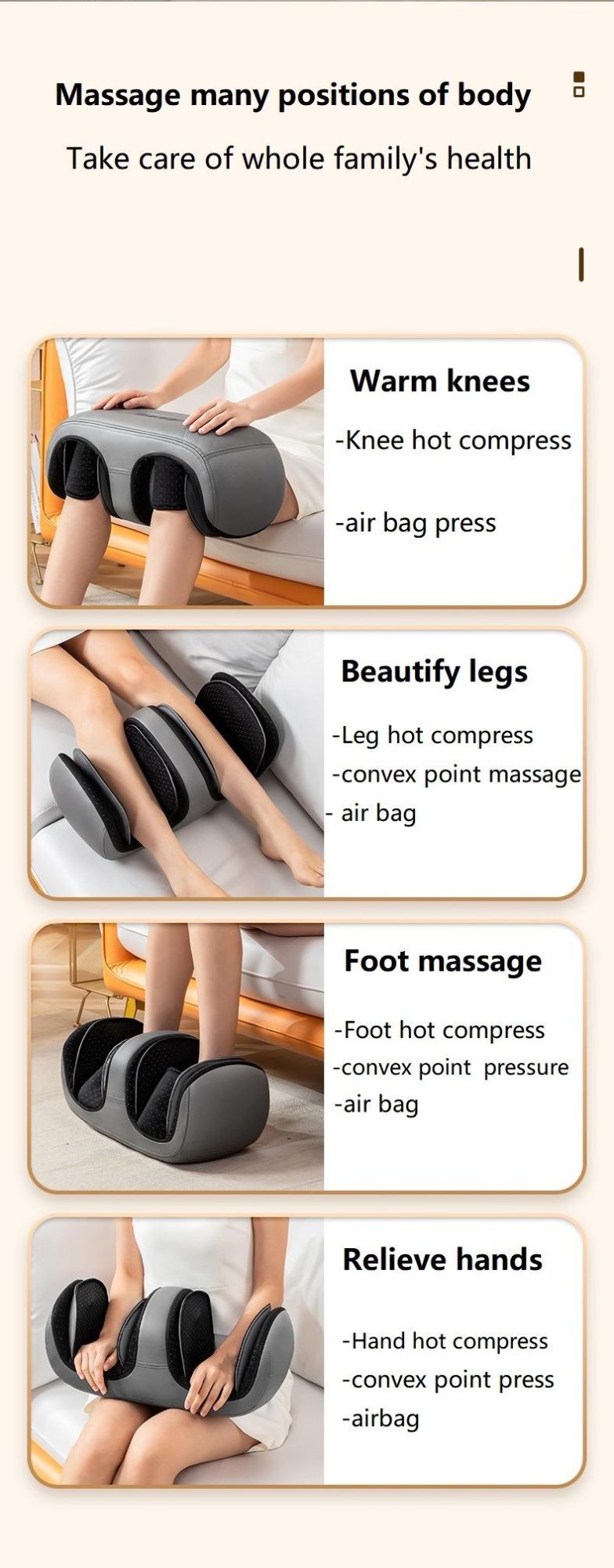 G63 Vibration Air Pressure Knee Health Care Pain Relief Electric Heating Knee Massager for Pain Relief