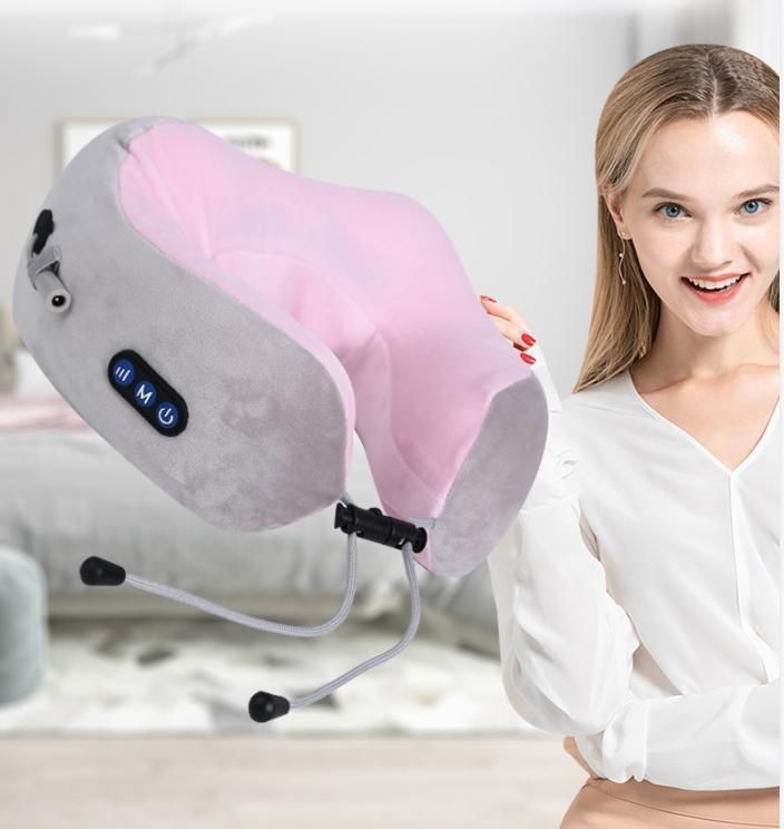 Travel Pillows Portable Electric Neck Massager U-Shaped Memory Foam Massage Neck Pillow for Home Office Traveling